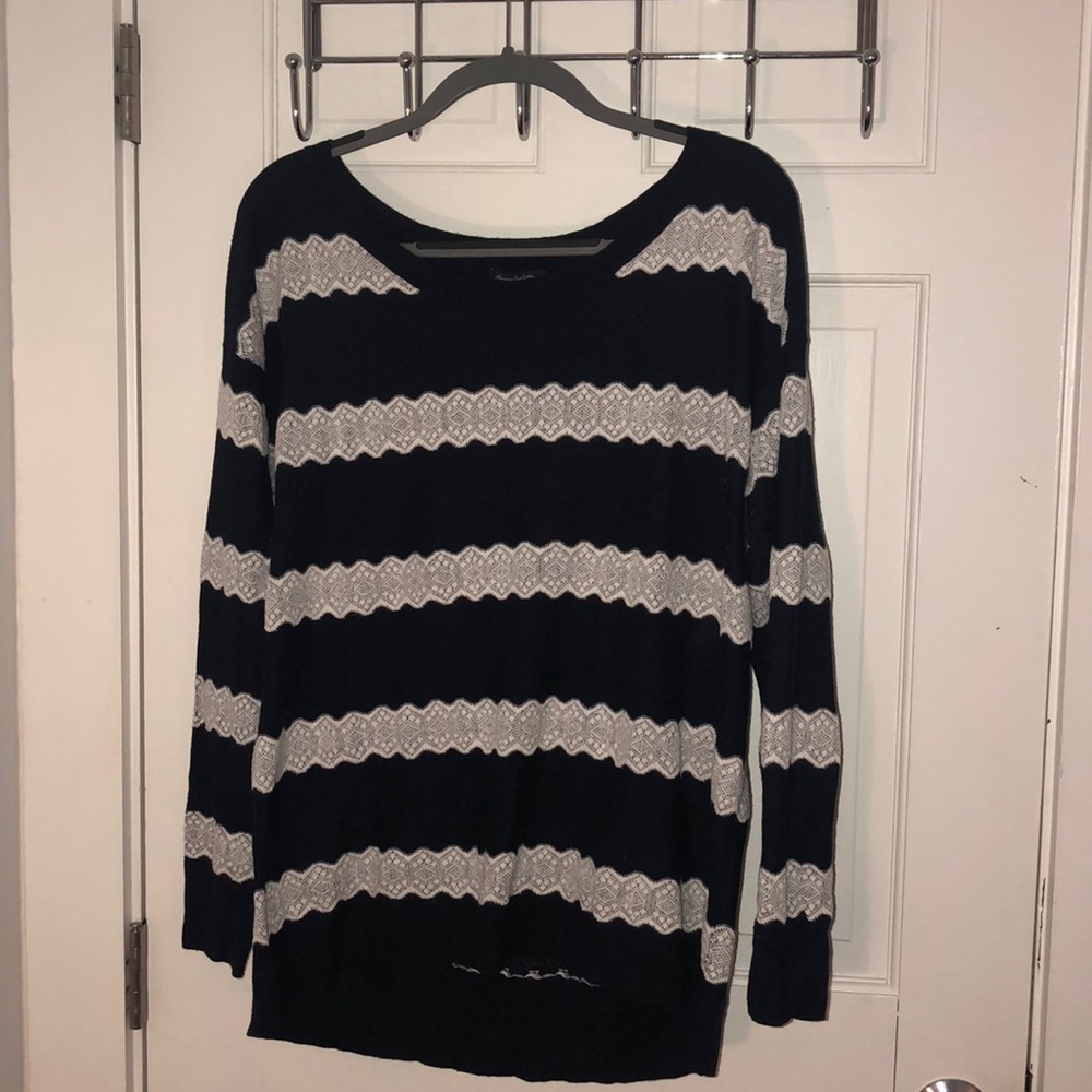 AE lace striped sweater